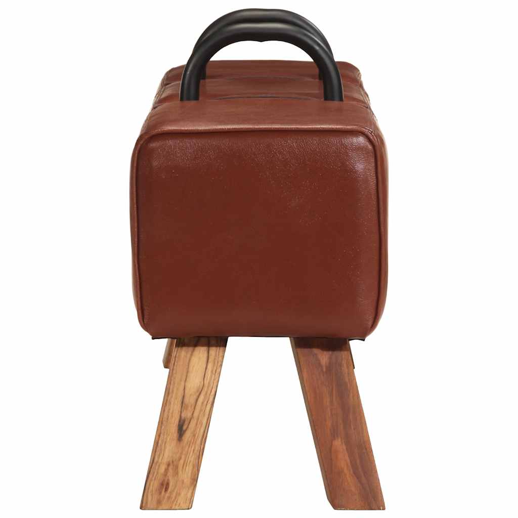 vidaXL Bancă Turnbock vintage cu mânere, piele naturală de capră