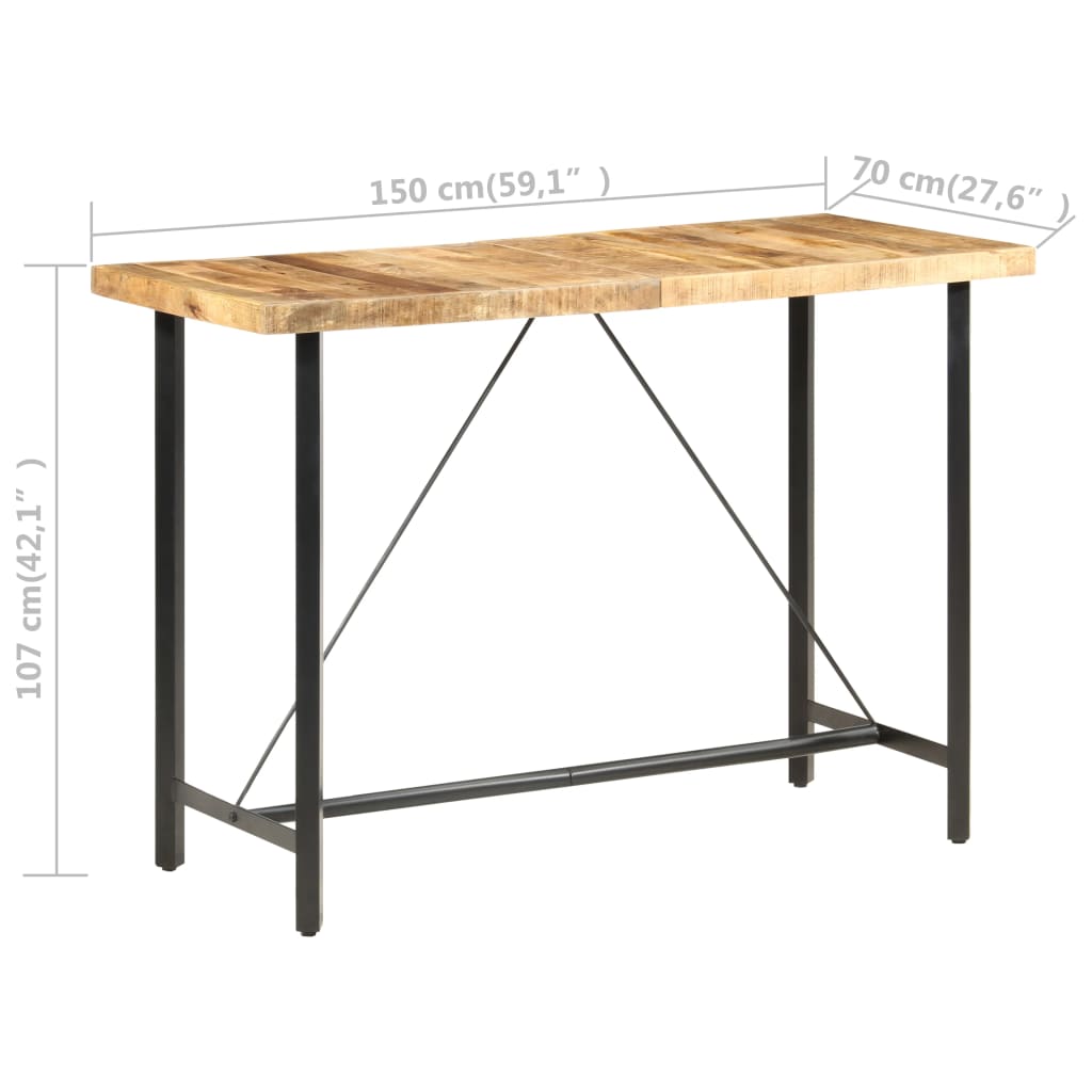 vidaXL Masă de bar, 150x70x107 cm, lemn de mango nefinisat vidaXL Masă de bar, 150x70x107 cm, lemn de mango nefinisat