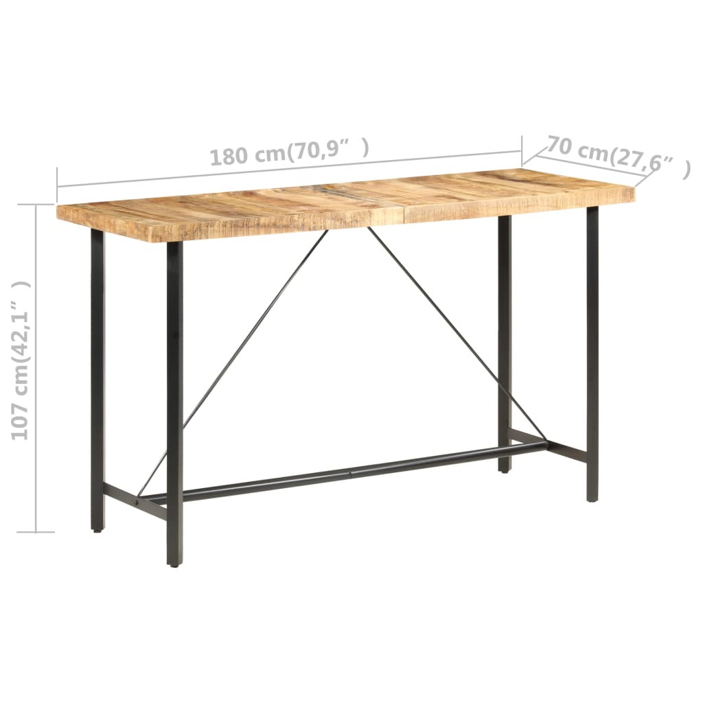 vidaXL Masă de bar, 180x70x107 cm, lemn de mango nefinisat