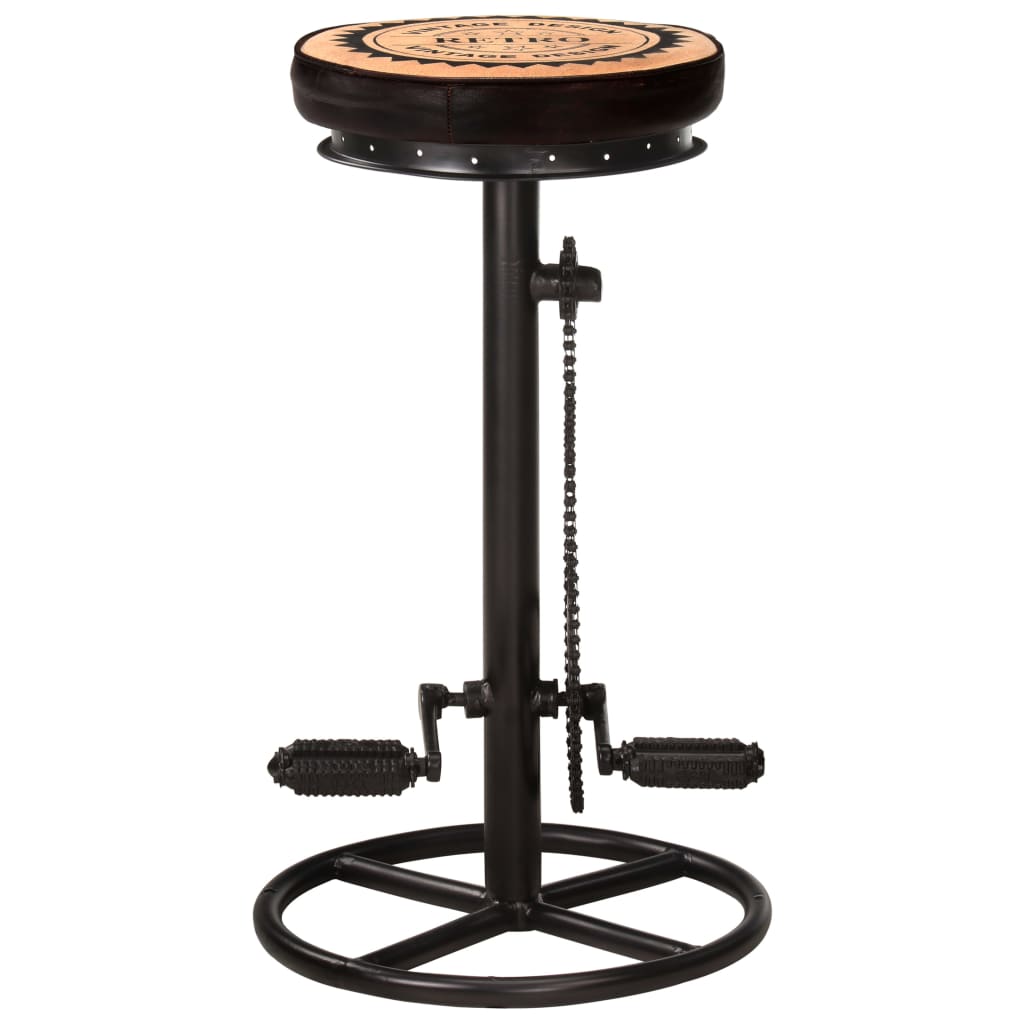 vidaXL Scaune de bar imprimeu pânză 2 buc. negru & maro piele naturală vidaXL Scaune de bar imprimeu pânză 2 buc. negru & maro piele naturală