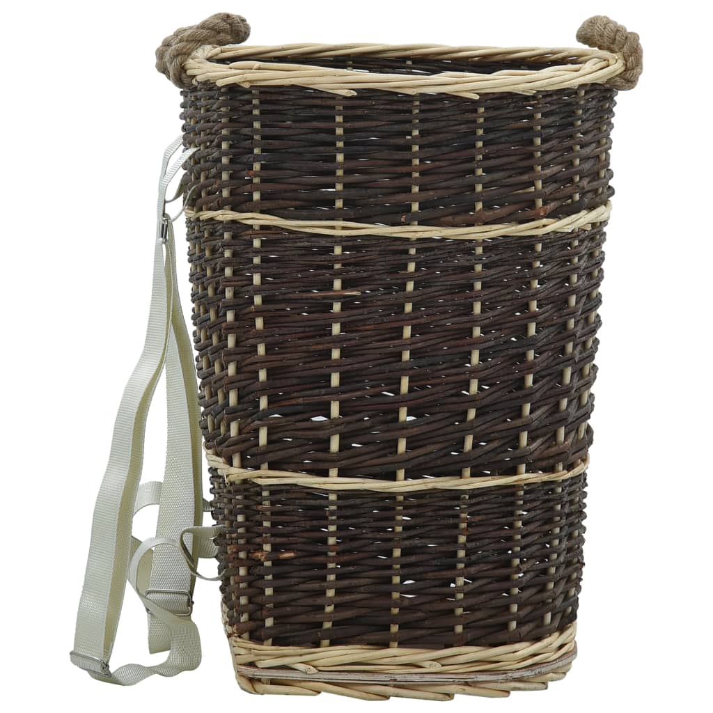 vidaXL Coș lemne foc curele de transport, natural 44,5x37x50 cm salcie vidaXL Coș lemne foc curele de transport, natural 44,5x37x50 cm salcie