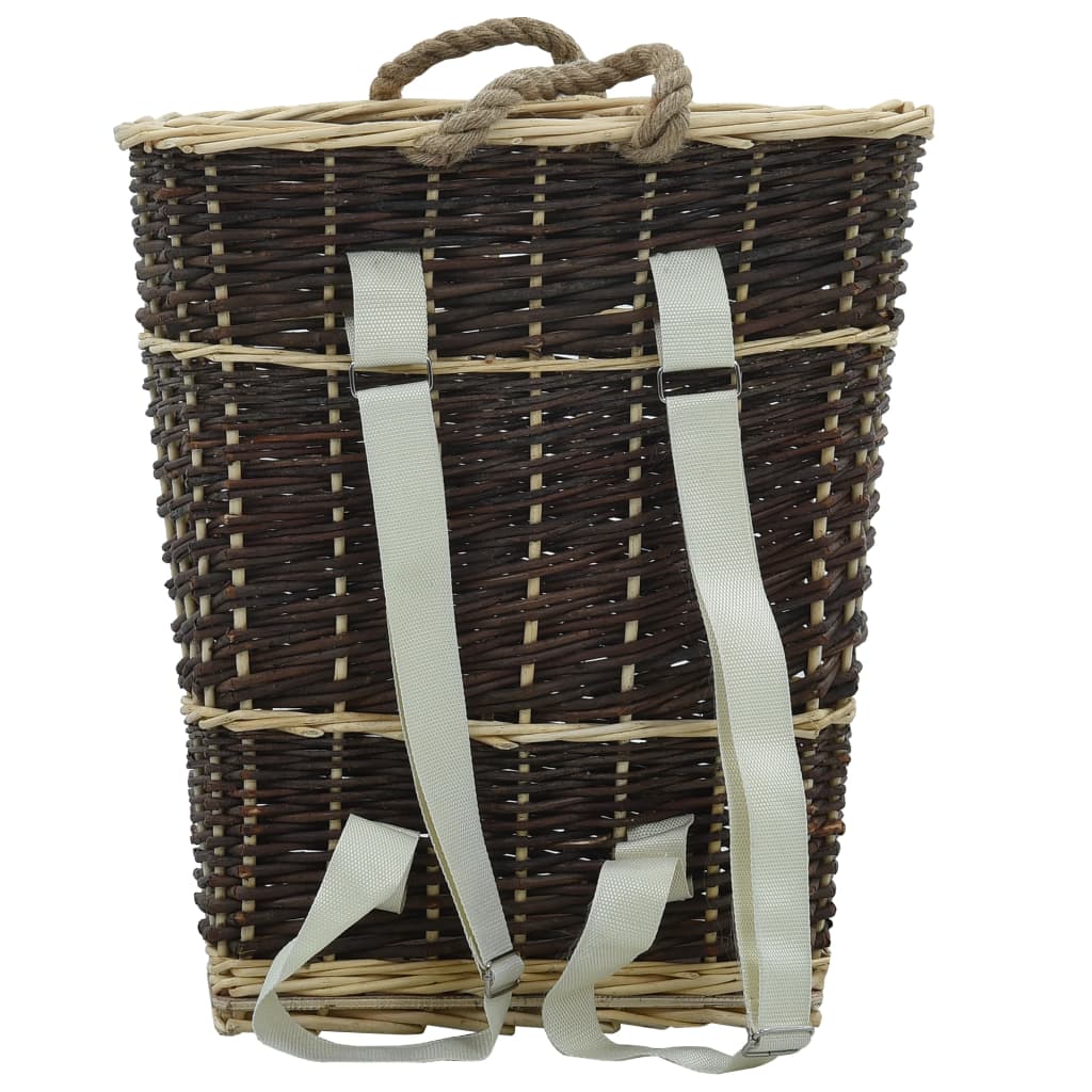 vidaXL Coș lemne foc curele de transport, natural 44,5x37x50 cm salcie vidaXL Coș lemne foc curele de transport, natural 44,5x37x50 cm salcie
