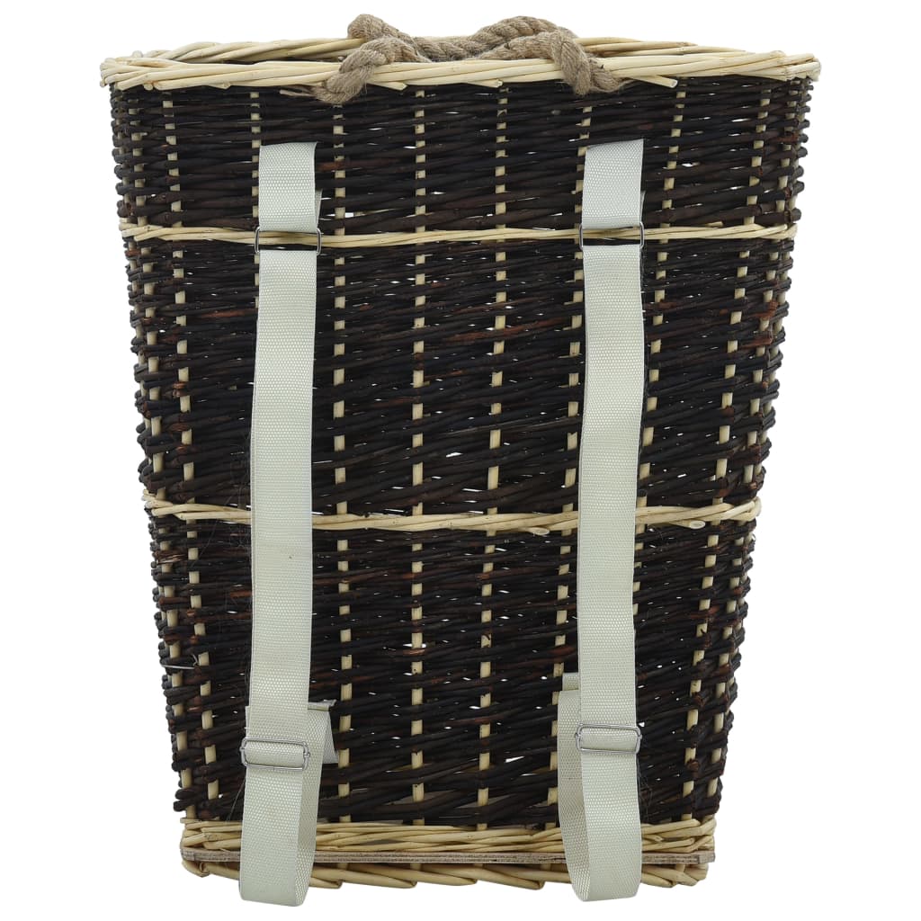 vidaXL Coș lemne foc cu curele de transport natural 50x44x58 cm salcie vidaXL Coș lemne foc cu curele de transport natural 50x44x58 cm salcie