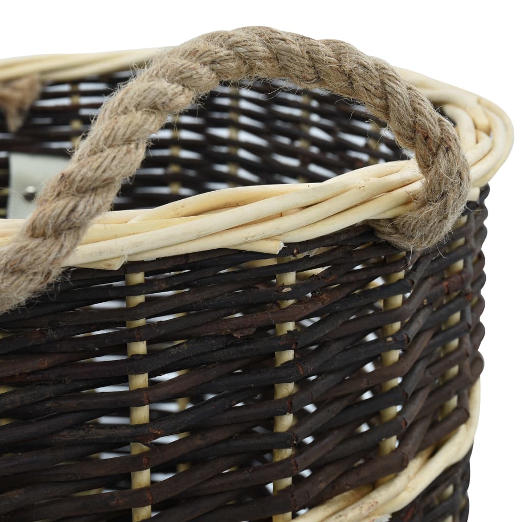 vidaXL Coș lemne foc cu curele de transport natural 50x44x58 cm salcie vidaXL Coș lemne foc cu curele de transport natural 50x44x58 cm salcie