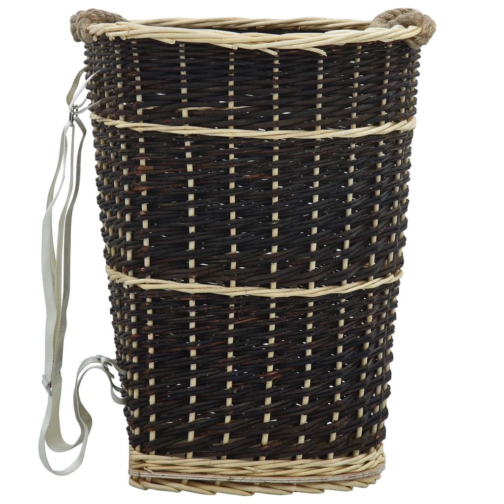 vidaXL Coș lemne foc cu curele de transport natural 50x44x58 cm salcie vidaXL Coș lemne foc cu curele de transport natural 50x44x58 cm salcie