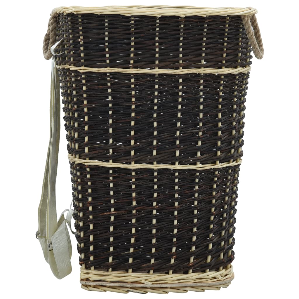 vidaXL Coș lemne foc cu curele de transport natural 57x51x69 cm salcie vidaXL Coș lemne foc cu curele de transport natural 57x51x69 cm salcie