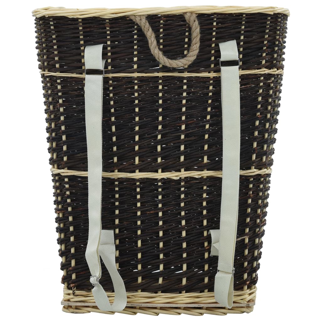 vidaXL Coș lemne foc cu curele de transport natural 57x51x69 cm salcie vidaXL Coș lemne foc cu curele de transport natural 57x51x69 cm salcie