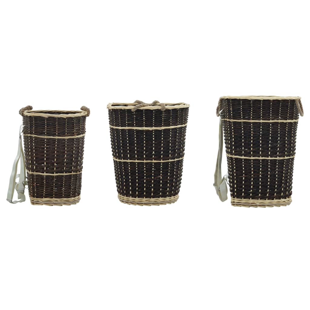 vidaXL Coș lemne foc cu curele de transport natural 57x51x69 cm salcie vidaXL Coș lemne foc cu curele de transport natural 57x51x69 cm salcie