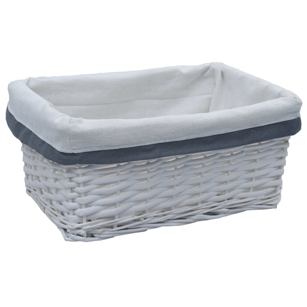 vidaXL Set de coșuri suprapuse, 3 piese, alb, salcie vidaXL Set de coșuri suprapuse, 3 piese, alb, salcie