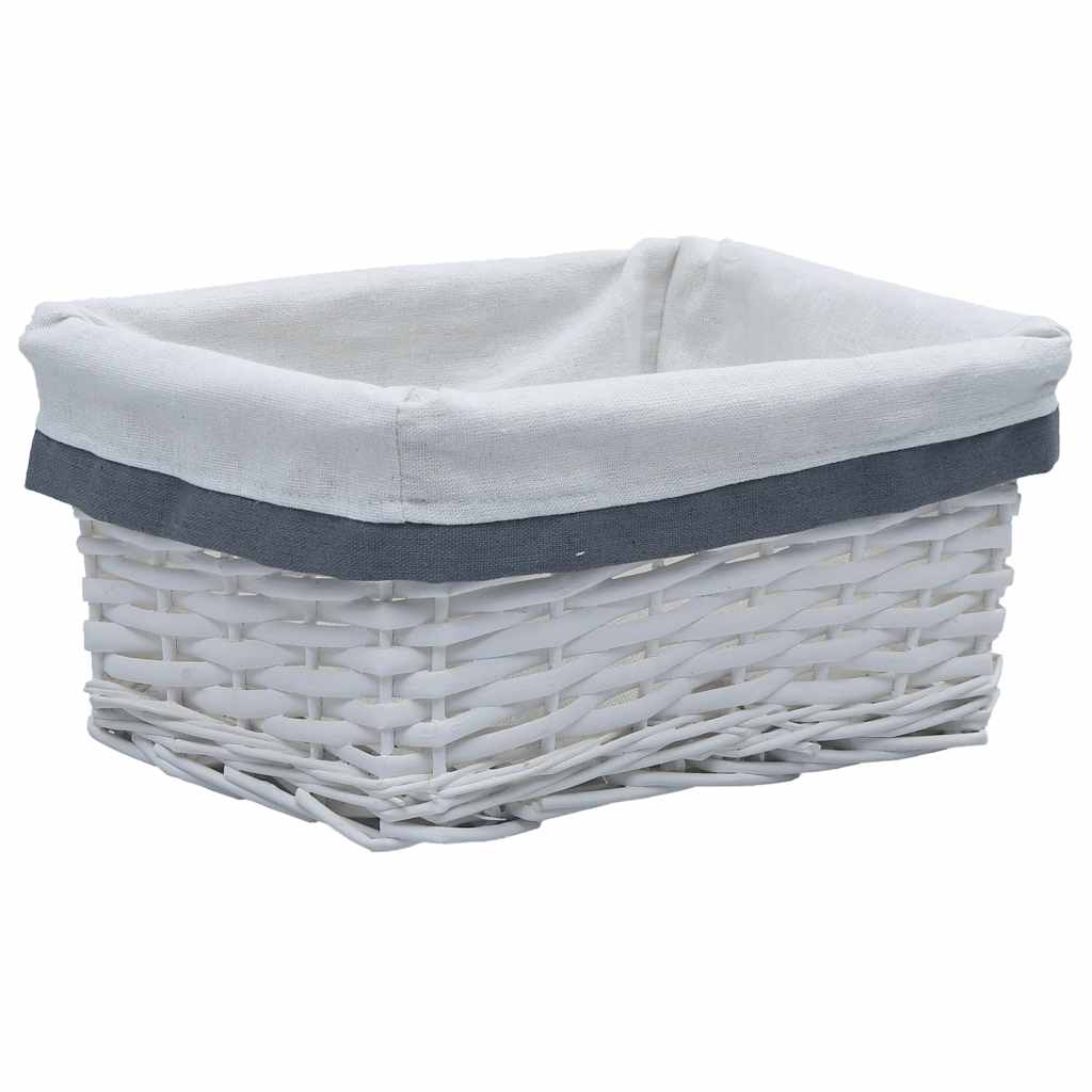 vidaXL Set de coșuri suprapuse, 3 piese, alb, salcie vidaXL Set de coșuri suprapuse, 3 piese, alb, salcie