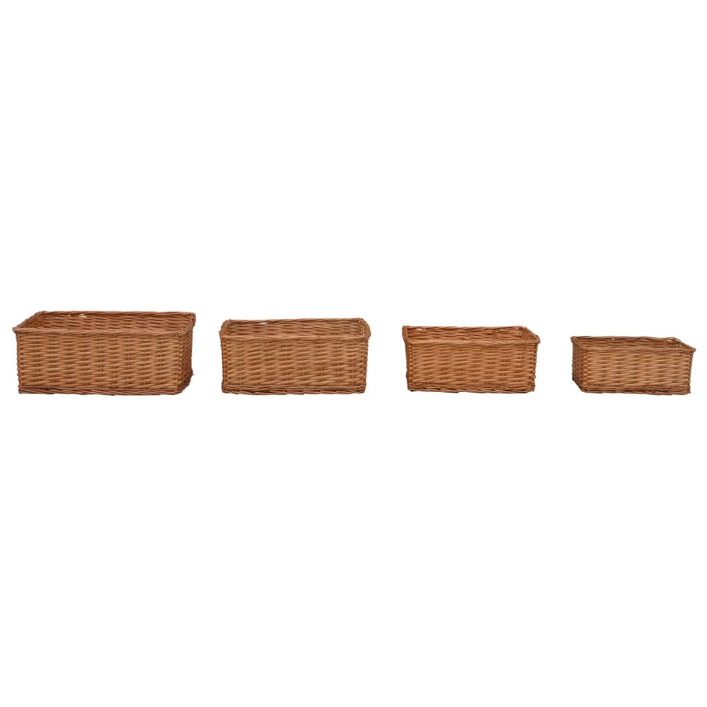 vidaXL Set de coșuri suprapuse, 4 piese, maro, salcie vidaXL Set de coșuri suprapuse, 4 piese, maro, salcie