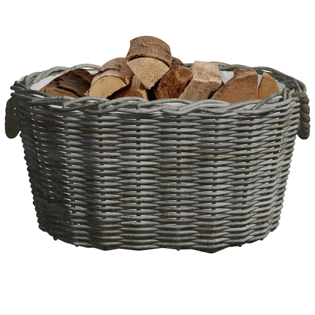 vidaXL Coș pentru lemne de foc cu mânere, gri, 59x42x28 cm, salcie vidaXL Coș pentru lemne de foc cu mânere, gri, 59x42x28 cm, salcie