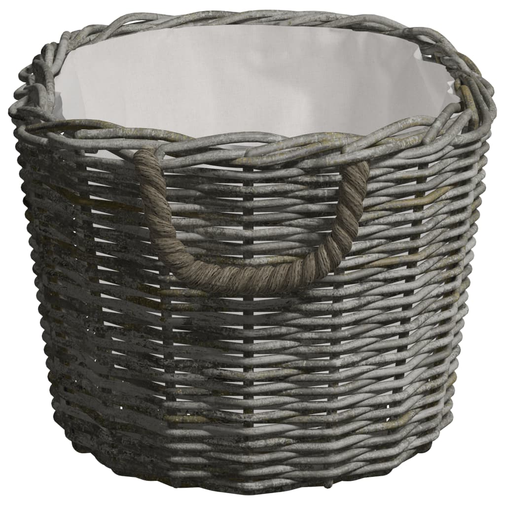 vidaXL Coș pentru lemne de foc cu mânere, gri, 59x42x28 cm, salcie vidaXL Coș pentru lemne de foc cu mânere, gri, 59x42x28 cm, salcie