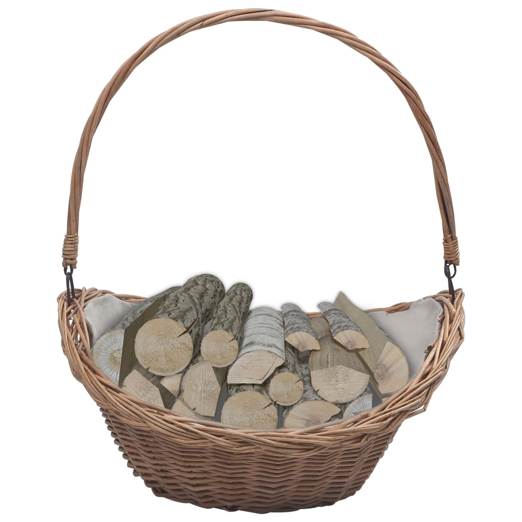 vidaXL Coș pentru lemne de foc cu mâner, maro, 61,5x46,5x52 cm salcie vidaXL Coș pentru lemne de foc cu mâner, maro, 61,5x46,5x52 cm salcie