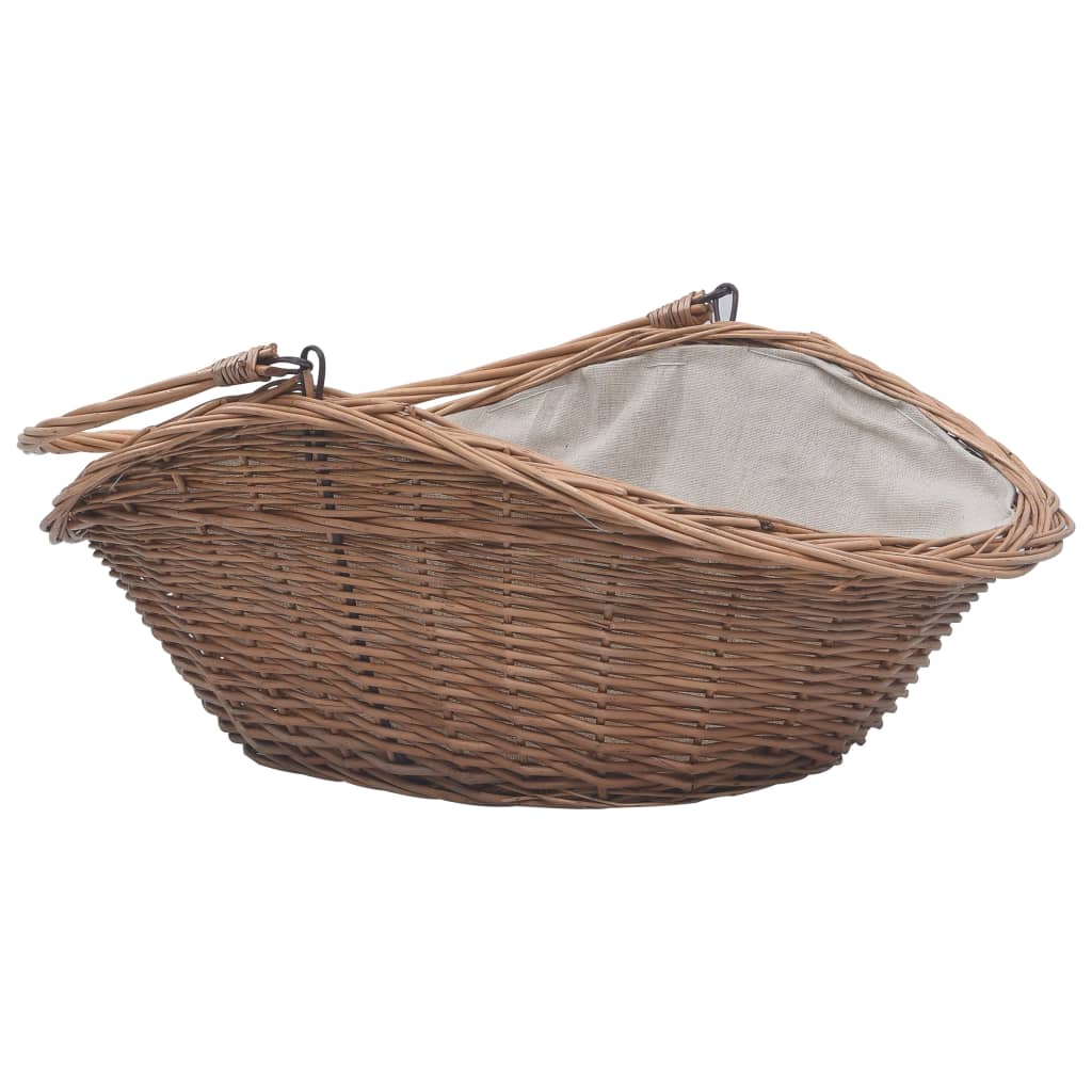 vidaXL Coș pentru lemne de foc cu mâner, natural, 60x44x55 cm, salcie vidaXL Coș pentru lemne de foc cu mâner, natural, 60x44x55 cm, salcie