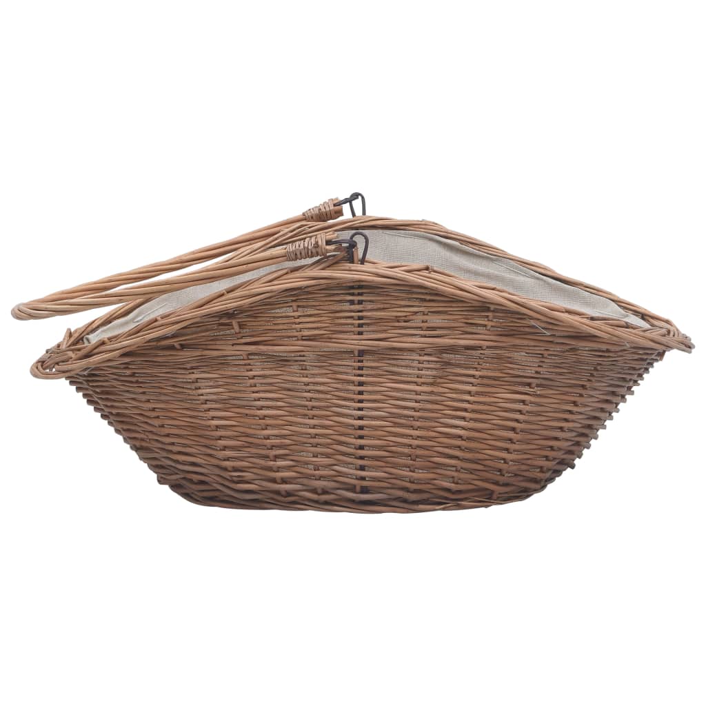 vidaXL Coș pentru lemne de foc cu mâner, natural, 60x44x55 cm, salcie vidaXL Coș pentru lemne de foc cu mâner, natural, 60x44x55 cm, salcie