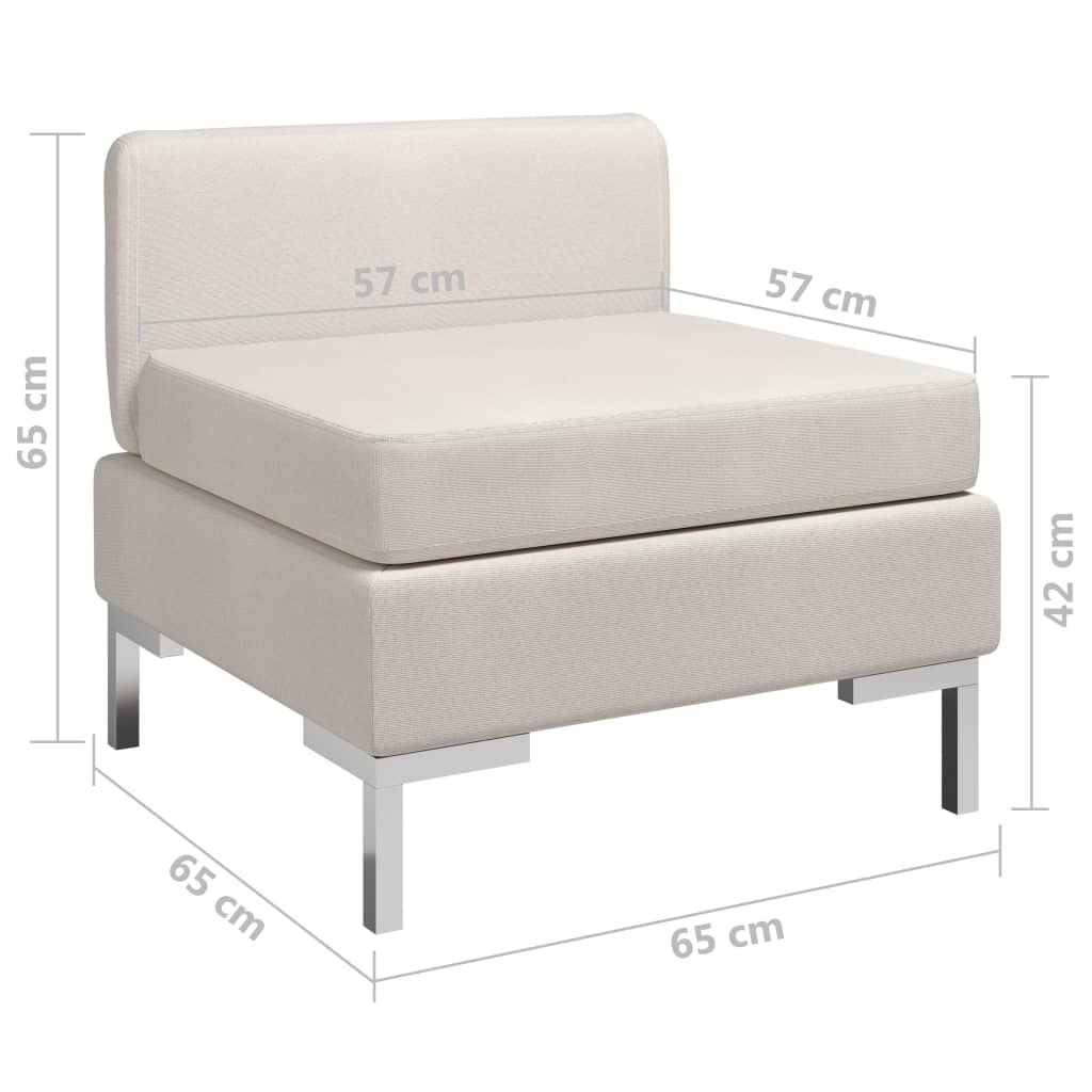 vidaXL Canapea de mijloc modulară cu pernă, crem, material textil