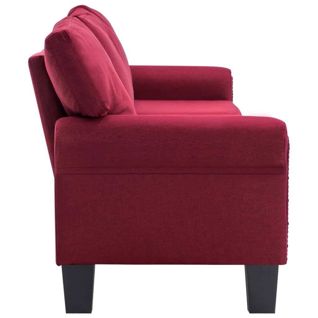 vidaXL Canapea cu 4 locuri, roșu vin, material textil