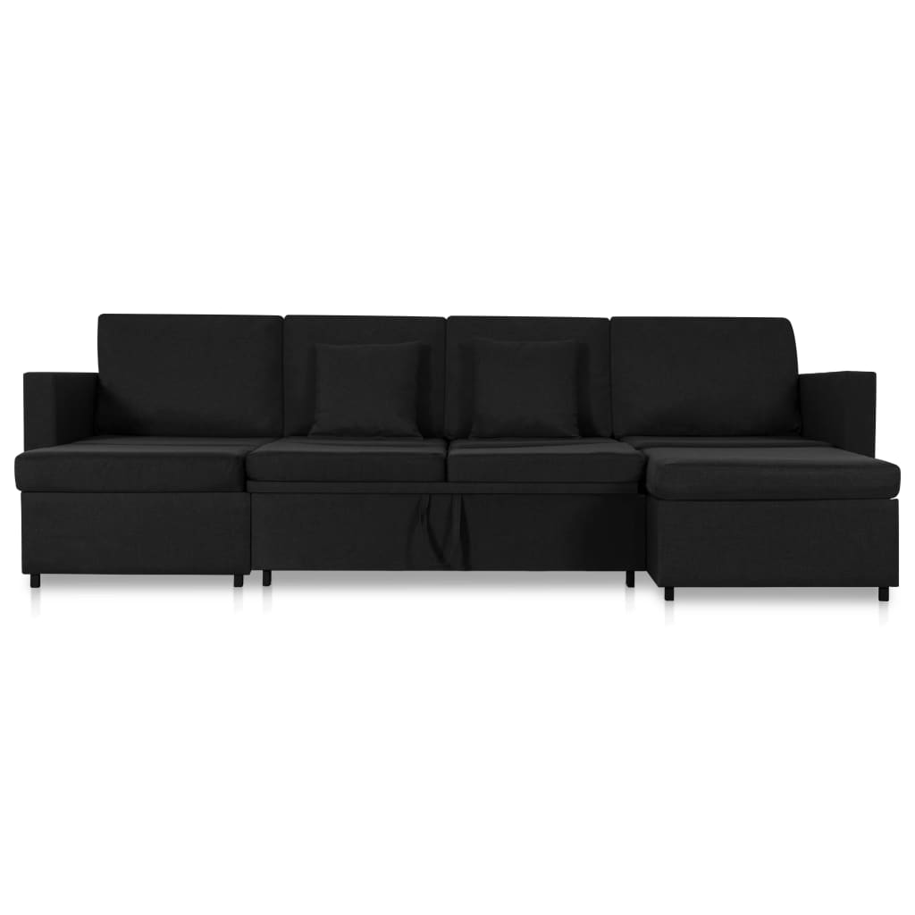 vidaXL Canapea extensibilă cu 4 locuri, negru, material textil