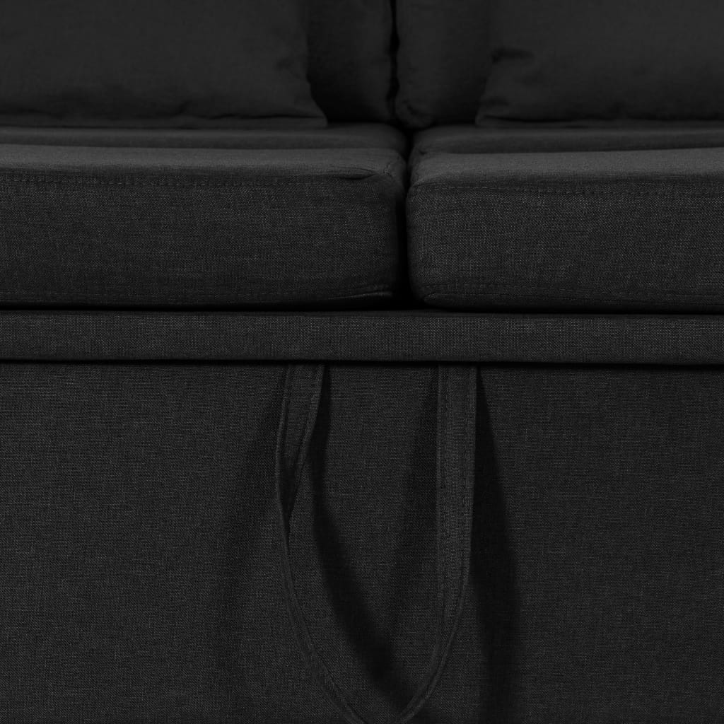 vidaXL Canapea extensibilă cu 4 locuri, negru, material textil