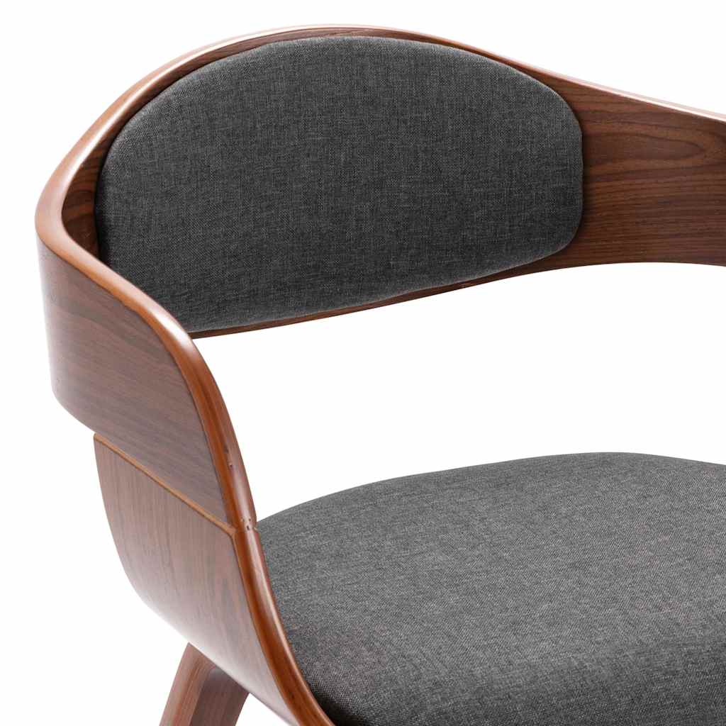 vidaXL Scaune de bucătărie, 2 buc., lemn curbat și material textil gri