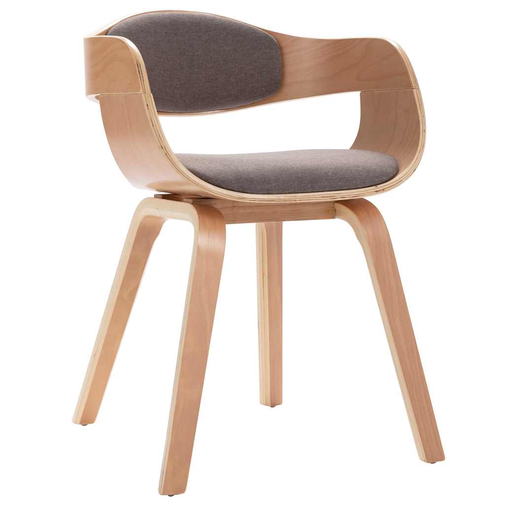 vidaXL Scaune de bucătărie, 2 buc., gri taupe, lemn curbat și textil