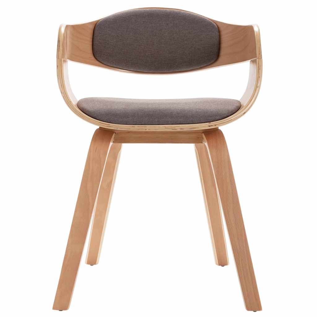 vidaXL Scaune de bucătărie, 2 buc., gri taupe, lemn curbat și textil