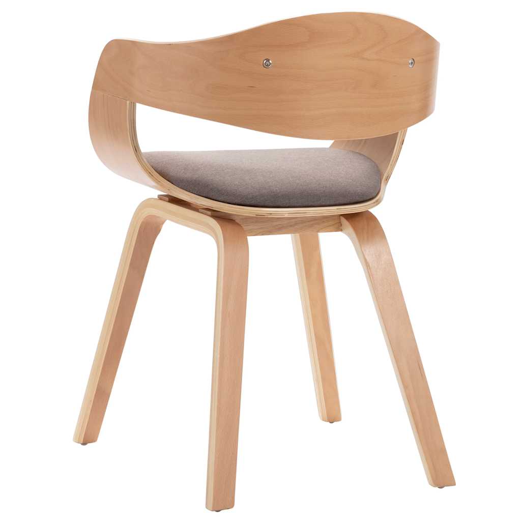 vidaXL Scaune de bucătărie, 2 buc., gri taupe, lemn curbat și textil
