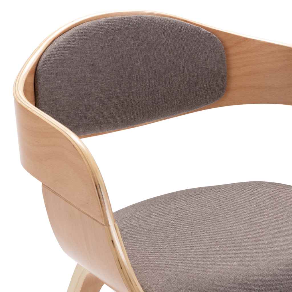 vidaXL Scaune de bucătărie, 2 buc., gri taupe, lemn curbat și textil