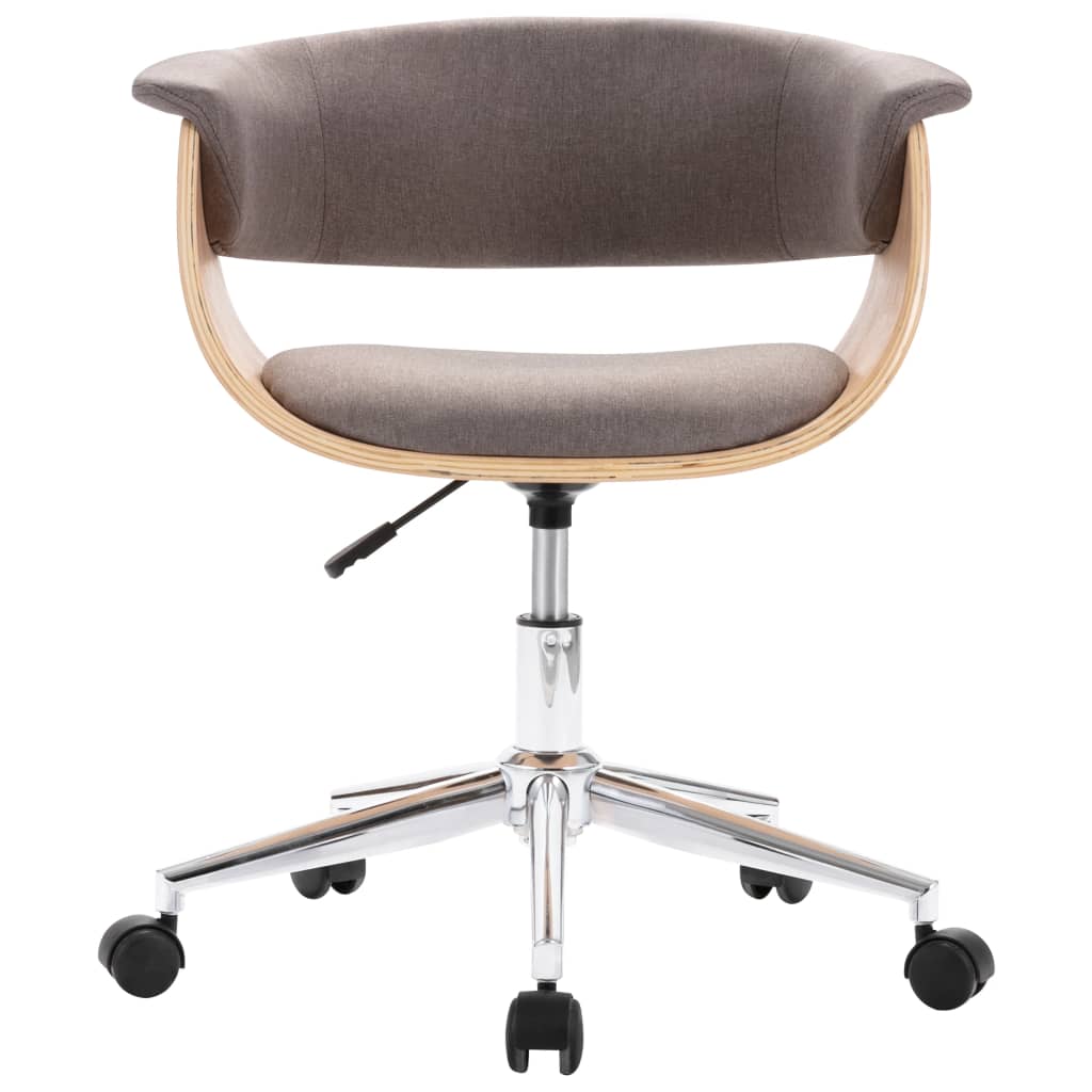 vidaXL Scaun bucătărie pivotant gri taupe lemn curbat/material textil vidaXL Scaun bucătărie pivotant gri taupe lemn curbat/material textil