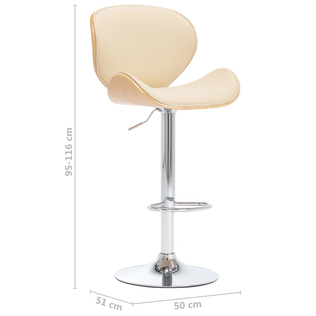 vidaXL Scaun de bar, crem, piele ecologică