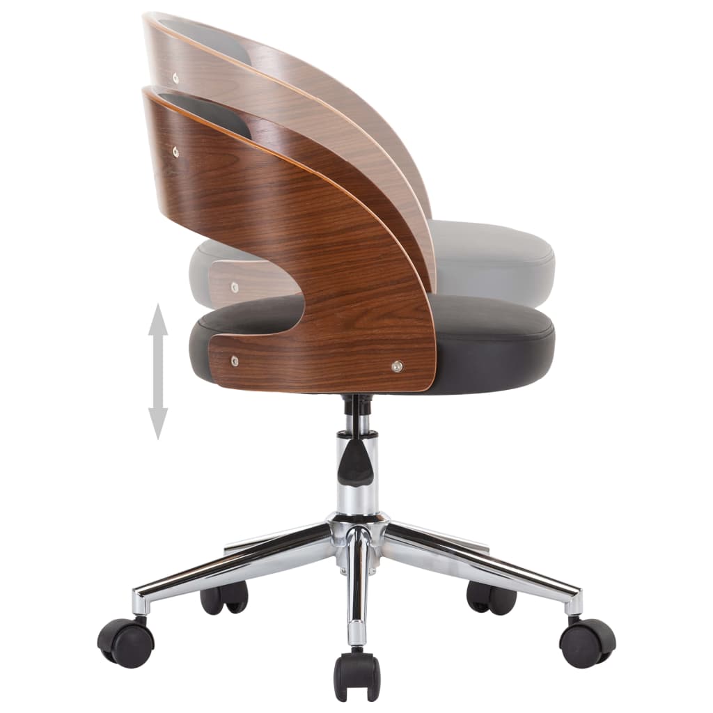 vidaXL Scaun de bucătărie pivotant negru lemn curbat & piele ecologică vidaXL Scaun de bucătărie pivotant negru lemn curbat & piele ecologică