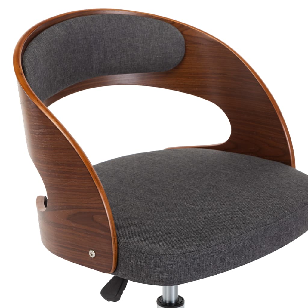 vidaXL Scaun de birou pivotant, gri, lemn curbat și material textil vidaXL Scaun de birou pivotant, gri, lemn curbat și material textil