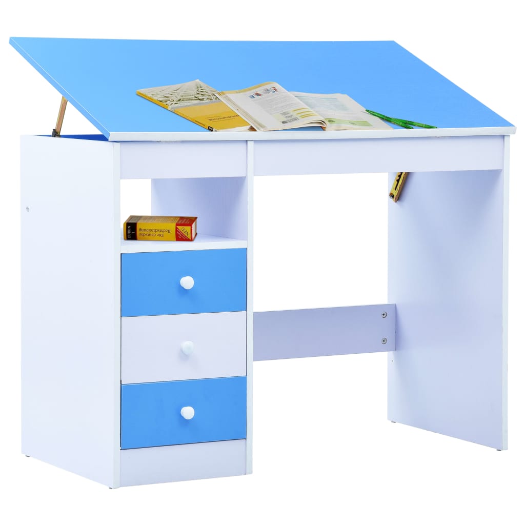 vidaXL Birou de studiu & desenat pentru copii rabatabil albastru & alb vidaXL Birou de studiu & desenat pentru copii rabatabil albastru & alb