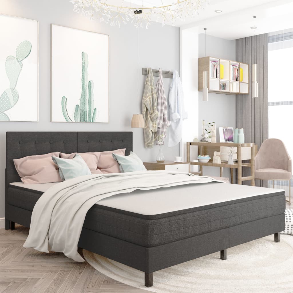 vidaXL Tăblie capitonată, gri închis, 160 x 200 cm, material textil vidaXL Tăblie capitonată, gri închis, 160 x 200 cm, material textil