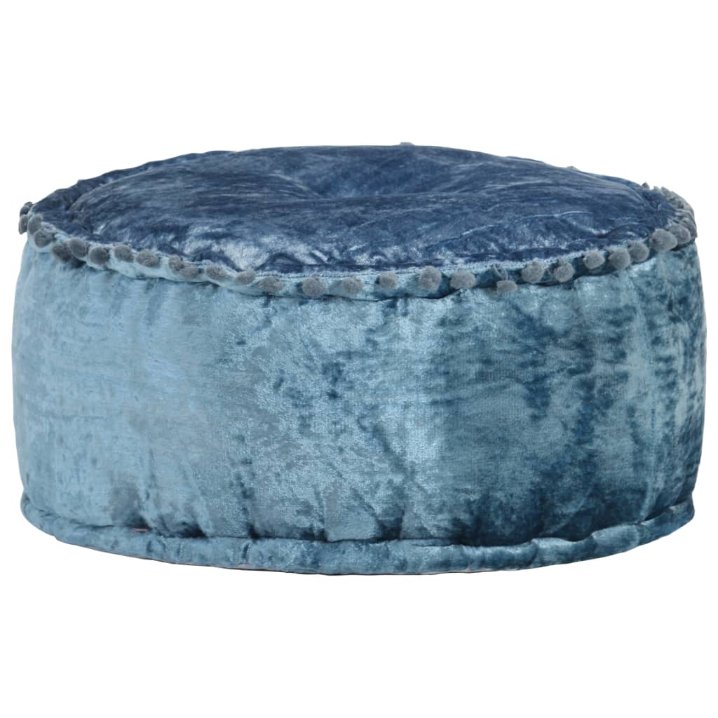 vidaXL Fotoliu puf rotund, albastru, 40 x 20 cm, catifea vidaXL Fotoliu puf rotund, albastru, 40 x 20 cm, catifea