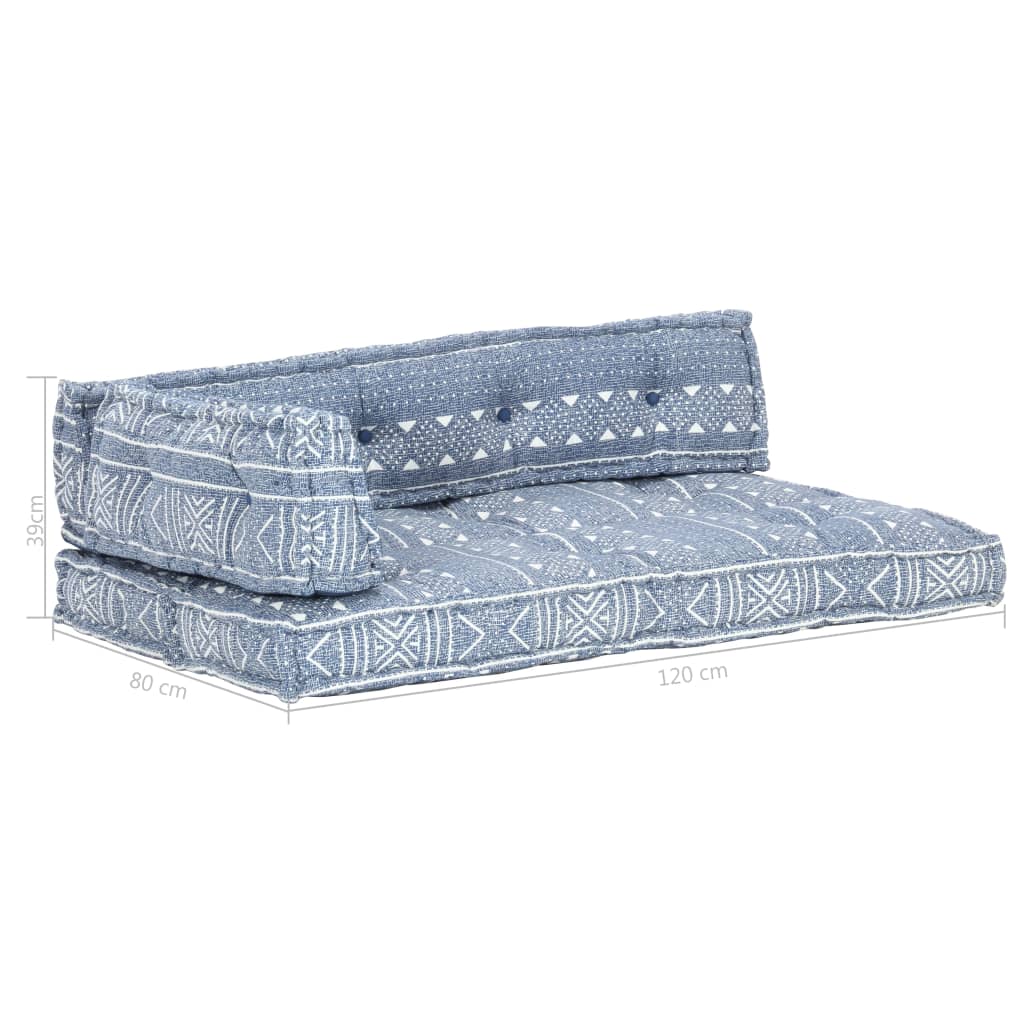 vidaXL Pernă de canapea din paleți, indigo, textil, petice vidaXL Pernă de canapea din paleți, indigo, textil, petice