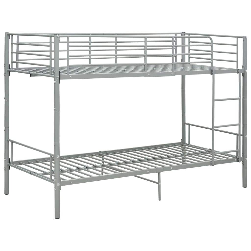 vidaXL Pat supraetajat, gri, 90 x 200 cm, metal vidaXL Pat supraetajat, gri, 90 x 200 cm, metal