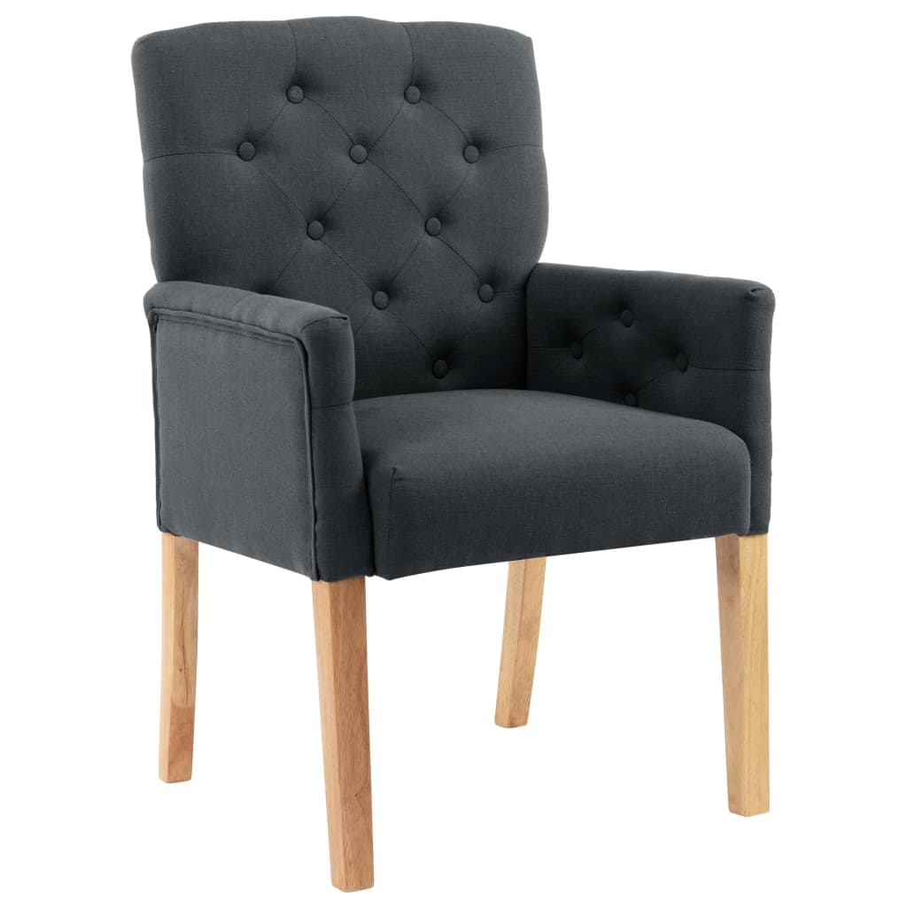 vidaXL Scaun de bucătărie cu cotiere, gri, material textil vidaXL Scaun de bucătărie cu cotiere, gri, material textil