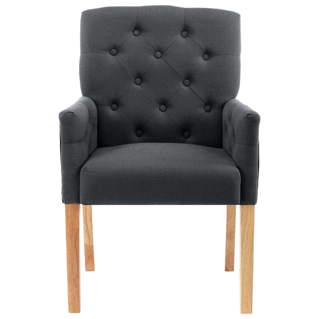 vidaXL Scaun de bucătărie cu cotiere, gri, material textil vidaXL Scaun de bucătărie cu cotiere, gri, material textil