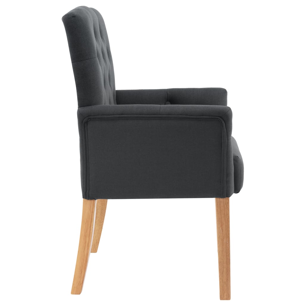 vidaXL Scaun de bucătărie cu cotiere, gri, material textil vidaXL Scaun de bucătărie cu cotiere, gri, material textil