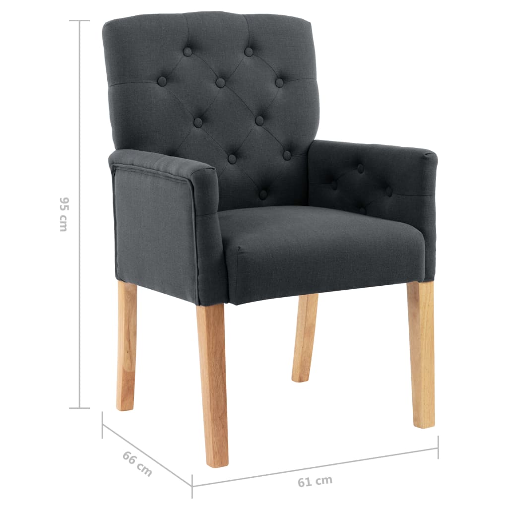 vidaXL Scaun de bucătărie cu cotiere, gri, material textil vidaXL Scaun de bucătărie cu cotiere, gri, material textil