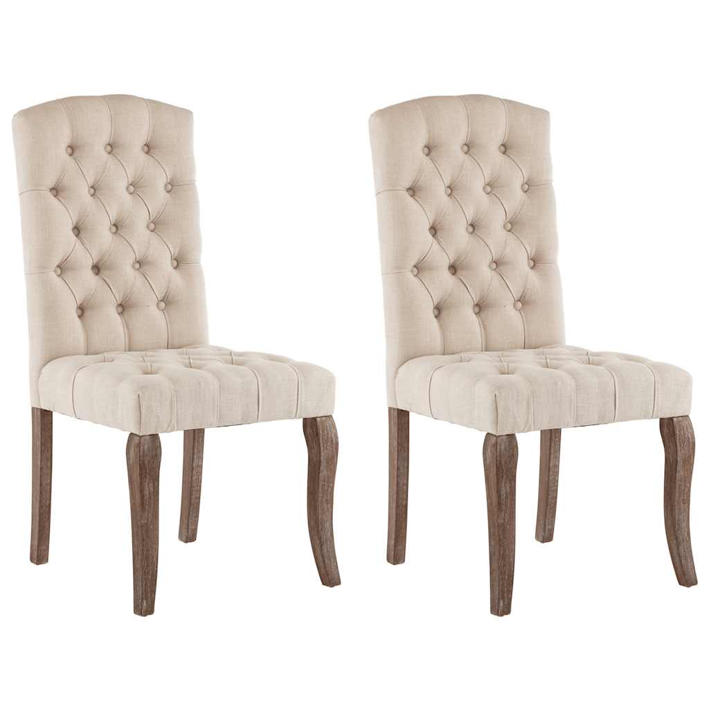 vidaXL Scaune de bucătărie, 2 buc., bej, textil cu aspect de pânză vidaXL Scaune de bucătărie, 2 buc., bej, textil cu aspect de pânză