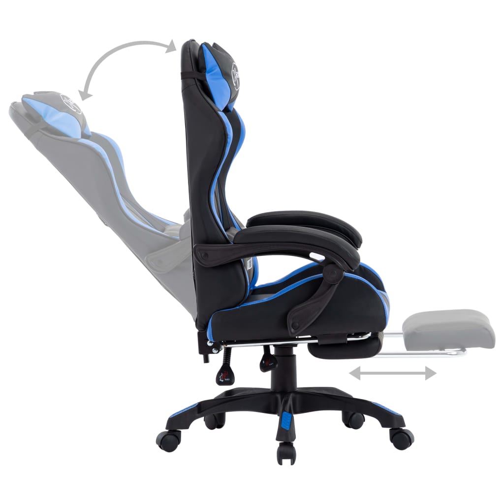 vidaXL Scaun racing suport picioare albastru/negru piele ecologică vidaXL Scaun racing suport picioare albastru/negru piele ecologică