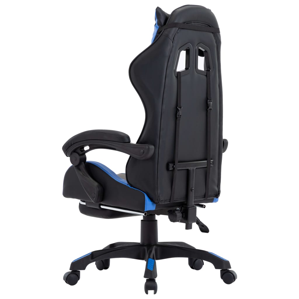 vidaXL Scaun racing suport picioare albastru/negru piele ecologică vidaXL Scaun racing suport picioare albastru/negru piele ecologică