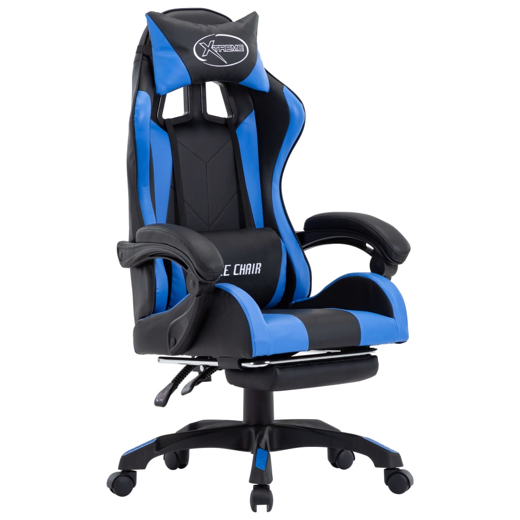 vidaXL Scaun racing suport picioare albastru/negru piele ecologică vidaXL Scaun racing suport picioare albastru/negru piele ecologică