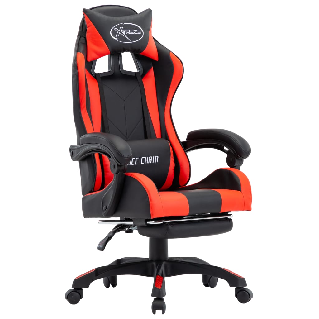 vidaXL Scaun de racing suport picioare, roșu și negru, piele ecologică vidaXL Scaun de racing suport picioare, roșu și negru, piele ecologică