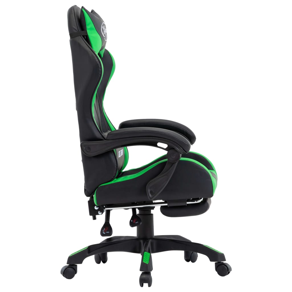 vidaXL Scaun de racing cu suport picioare verde/negru piele ecologică vidaXL Scaun de racing cu suport picioare verde/negru piele ecologică