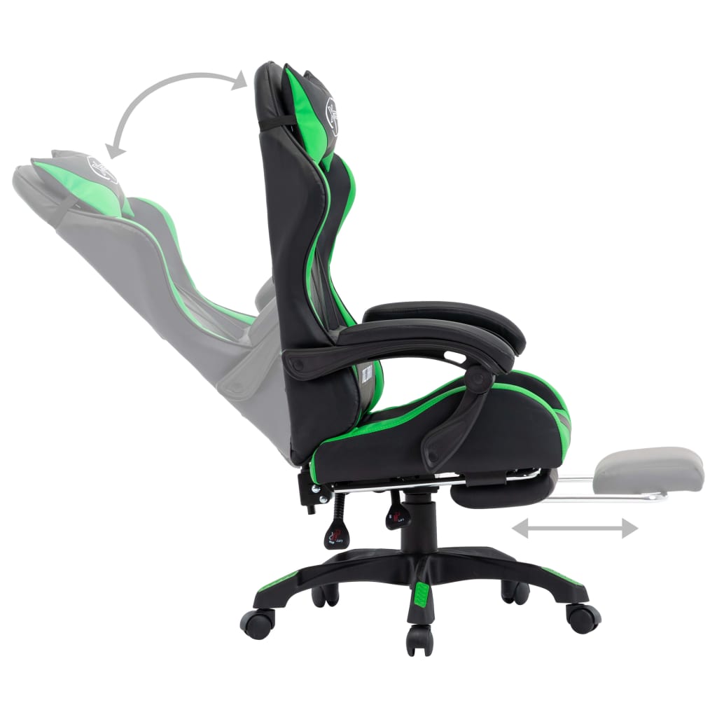 vidaXL Scaun de racing cu suport picioare verde/negru piele ecologică vidaXL Scaun de racing cu suport picioare verde/negru piele ecologică