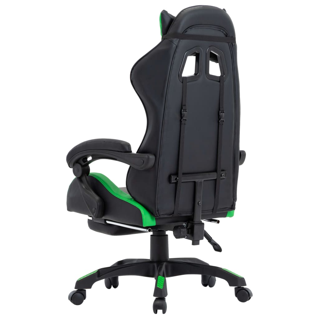 vidaXL Scaun de racing cu suport picioare verde/negru piele ecologică vidaXL Scaun de racing cu suport picioare verde/negru piele ecologică